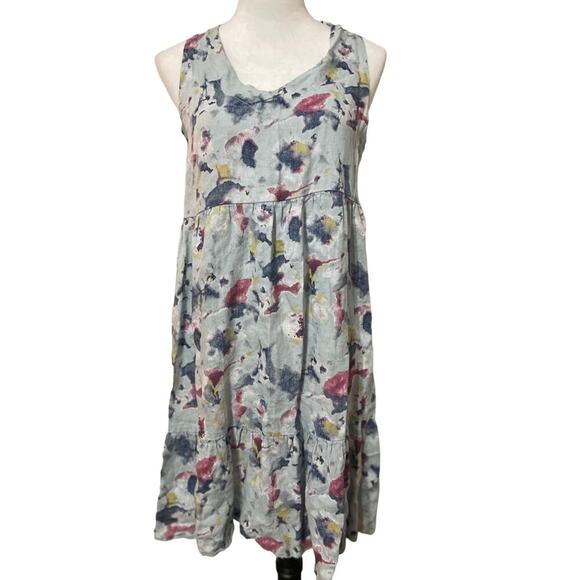Linen Artsy Printed Halter Dress Size S Made in Italy Bellambra - Picture 10 of 11